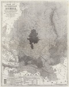 Mapa de Rusia Europea mostrando su extensión más temprana, sus avances sobre países adyacentes y la frontera actual del Imperio